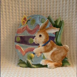 Fitz And Floyd Painting Eggs Bunny Dish